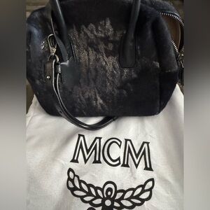 MCM Elegant Black Fur Women's Bag
